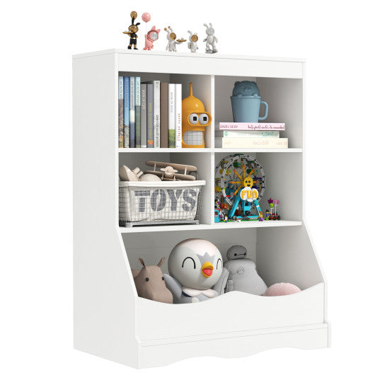 3-Tier Children's Multi-Functional Bookcase Toy Storage Bin Floor Cabinet-White