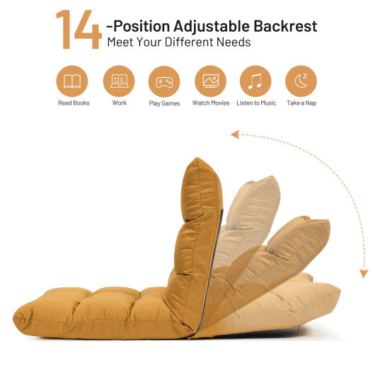 14-Position Adjustable Folding Lazy Gaming Sofa-Yellow