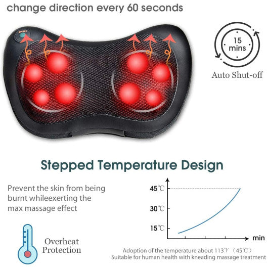 Shiatsu Pillow Massager with Heat Deep Kneading for Shoulder Neck and Back