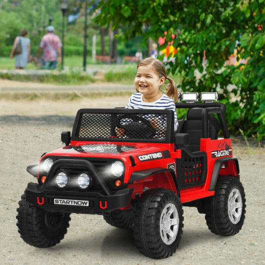 12V Kids Electric Ride On Truck with Remote Control and Operation Lever-Red
