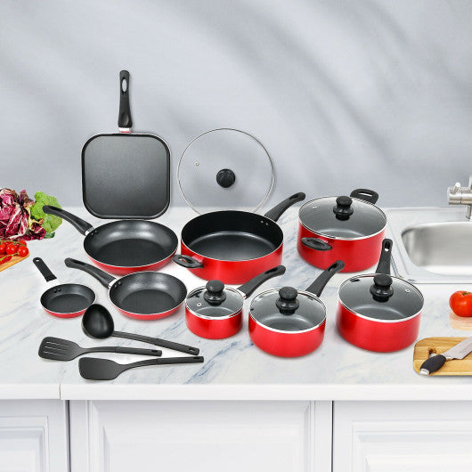 17 Pieces Hard Anodized Nonstick Cookware Pots and Pans Set