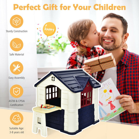 Kid¡¯s Playhouse Pretend Toy House For Boys and Girls 7 Pieces Toy Set-Blue