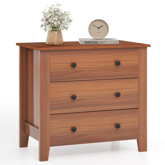 3 Drawer Dresser Chest of Drawers Bedside Table-Walnut
