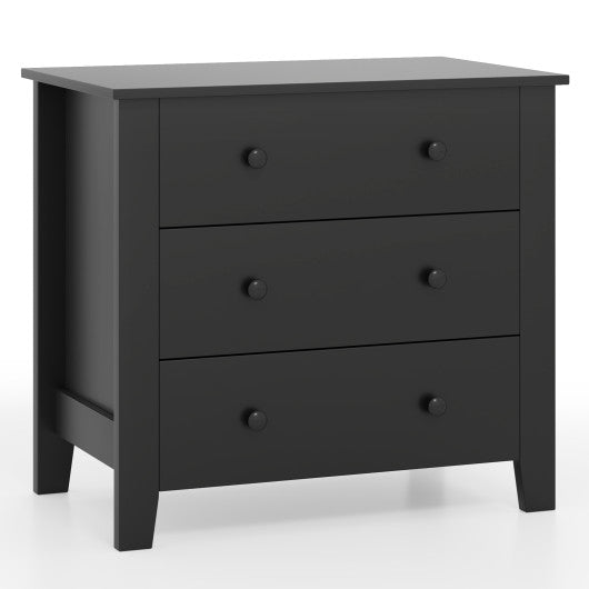 3 Drawer Dresser Chest of Drawers Bedside Table-Black Wood Grain