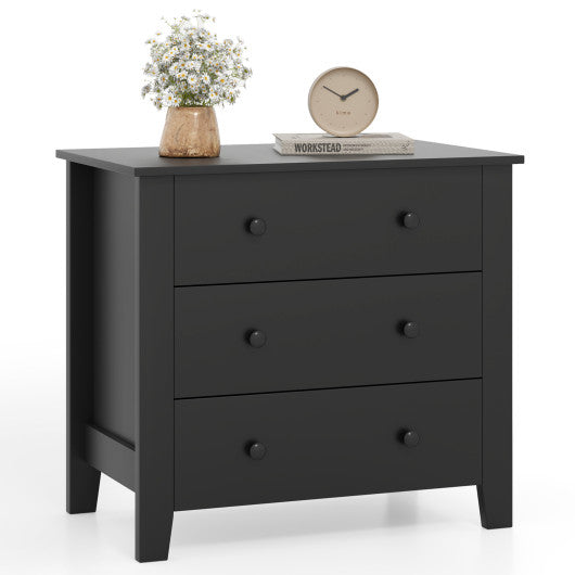 3 Drawer Dresser Chest of Drawers Bedside Table-Black Wood Grain