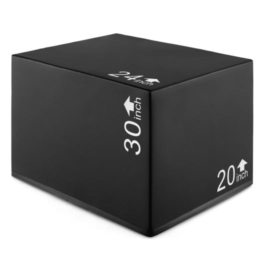 3 In 1 Foam Plyometric Box with 3 Heights and Easy-to-Clean PU Cover-30 inches