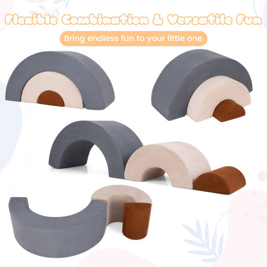 3 Piece Toddlers Climbing Toys Indoor Soft Play Equipment Playset-Grey