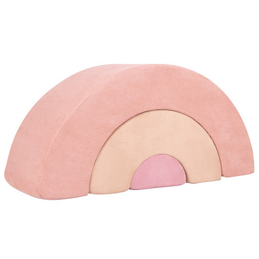 3 Piece Toddlers Climbing Toys Indoor Soft Play Equipment Playset-Pink