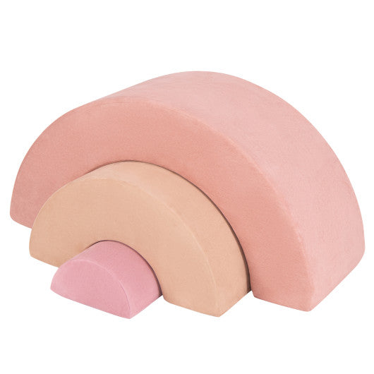 3 Piece Toddlers Climbing Toys Indoor Soft Play Equipment Playset-Pink