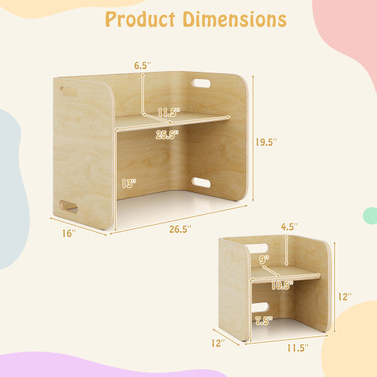 3 Pieces Kids Wooden Table and Chair Set-Natural