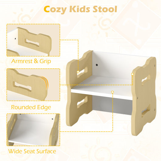 3-Piese Toddler Set with 2 Stools and Activity Table-Natural