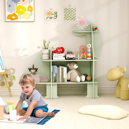 3-Tier Dinosaur Kids Bookshelf for Children-Green