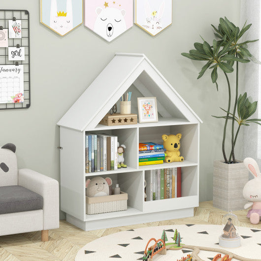 3-Tier House-Shaped Toy Storage Organizer with Open Shelves-White