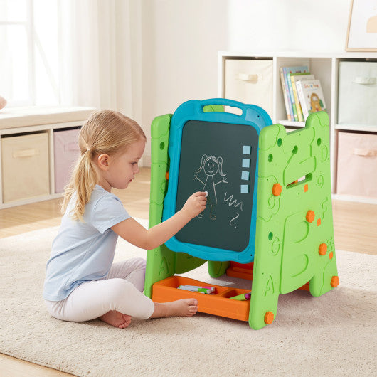 4 in 1 Art Easel for Kids with Double Sided Magnetic Board-Green