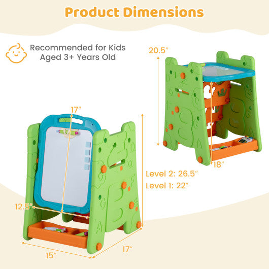 4 in 1 Art Easel for Kids with Double Sided Magnetic Board-Green
