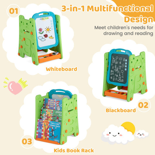 4 in 1 Art Easel for Kids with Double Sided Magnetic Board-Green