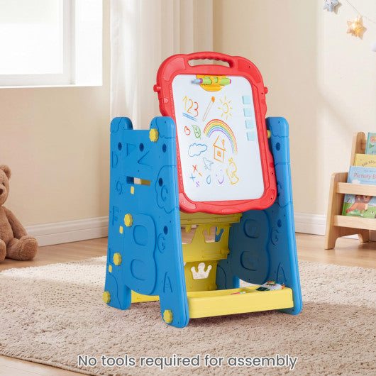 4 in 1 Art Easel for Kids with Double Sided Magnetic Board-Blue