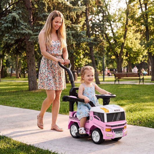 3-in-1 Kids Ride On Push Car for Toddlers 3 to 5 Years Old with Music-Pink