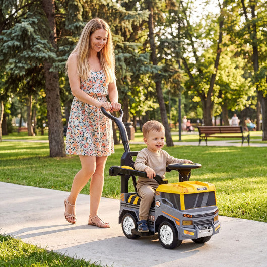 3-in-1 Kids Ride On Push Car for Toddlers 3 to 5 Years Old with Music-Gray