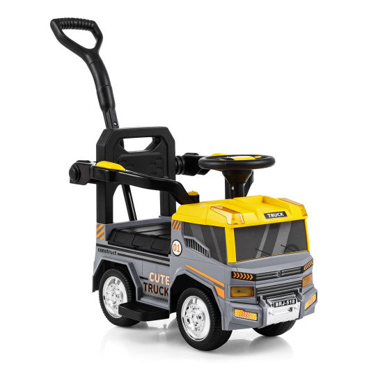 3-in-1 Kids Ride On Push Car for Toddlers 3 to 5 Years Old with Music-Gray