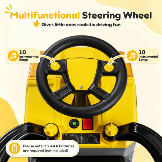 3-in-1 Kids Ride On Push Car for Toddlers 3 to 5 Years Old with Music-Gray