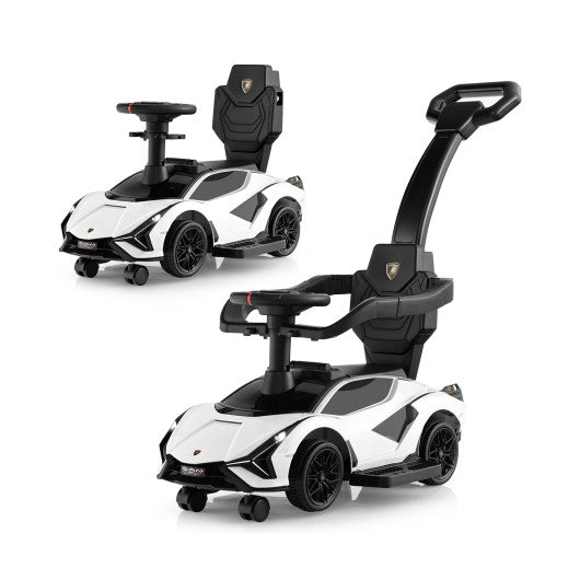 3 in 1 Licensed Lamborghini Ride Walking Toy Stroller-White
