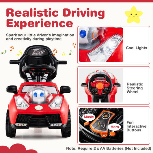 3 in 1 Push Car for Toddler Stroller Sliding Walking Car for Boys and Girls-Red