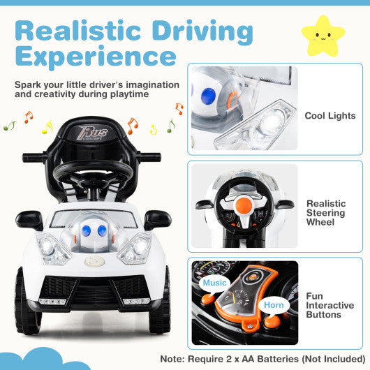 3 in 1 Push Car for Toddler Stroller Sliding Walking Car for Boys and Girls-White