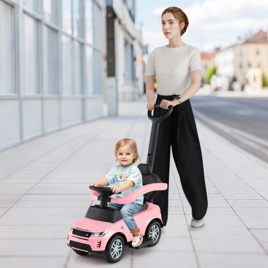 3 in 1 Push Car with Removable Handle and Guardrail for Kids 18-36 Months Old-Pink