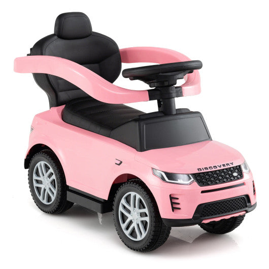 3 in 1 Push Car with Removable Handle and Guardrail for Kids 18-36 Months Old-Pink