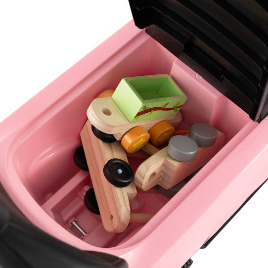 3 in 1 Push Car with Removable Handle and Guardrail for Kids 18-36 Months Old-Pink