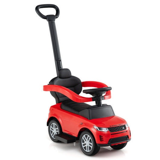 3 in 1 Push Car with Removable Handle and Guardrail for Kids 18-36 Months Old-Red
