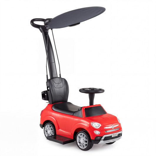 3-in-1 Toddler Ride on Push Car with Canopy Foot-to-Floor Kids Ride on Stroller Gift-Red