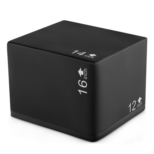 3 In 1 Foam Plyometric Box with 3 Heights and Easy-to-Clean PU Cover-16 Inches