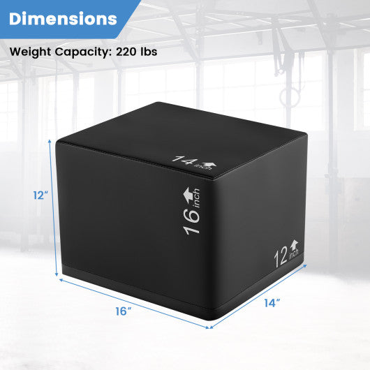 3 In 1 Foam Plyometric Box with 3 Heights and Easy-to-Clean PU Cover-16 Inches