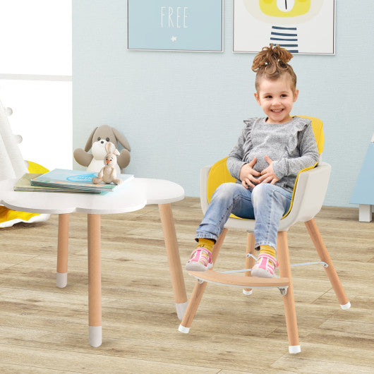 3-in-1 Convertible Wooden High Chair with Cushion-Yellow
