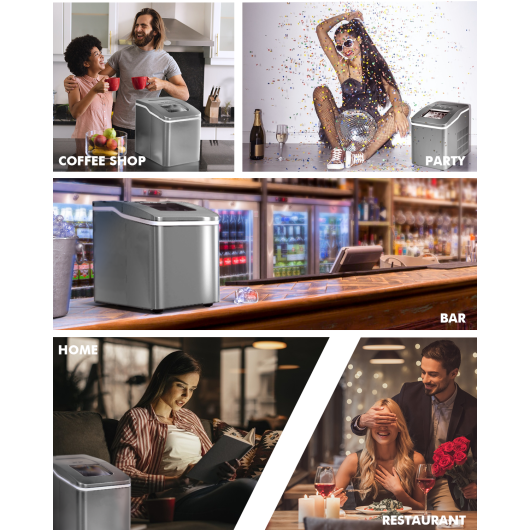 Portable Countertop Ice Maker Machine with Scoop-Silver