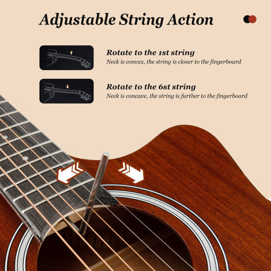 41 Inch Full Size Acoustic Guitar with Sapele Body Strap Picks