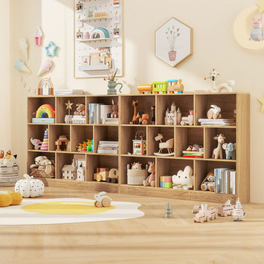 41 inches Wooden Toy Storage Organizer with 10 Cubes for Classroom Daycare Nursery Kindergarten-Natural