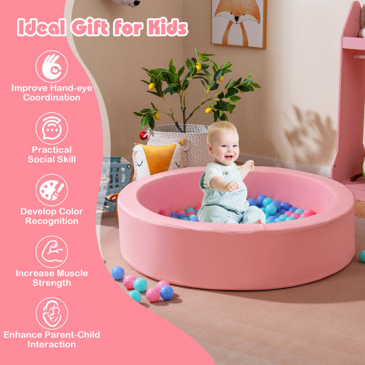 42.5 Inch Round Foam Ball Pits with 25D Sponge Filling and Washable PU Cover for Toddlers-Pink