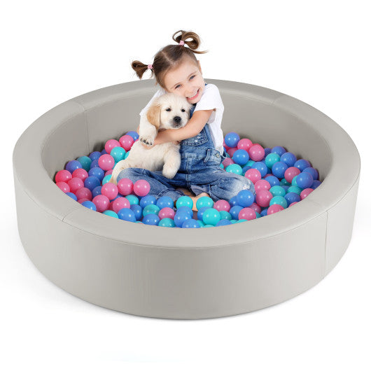 42.5 Inch Round Foam Ball Pits with 25D Sponge Filling and Washable PU Cover for Toddlers-Gray