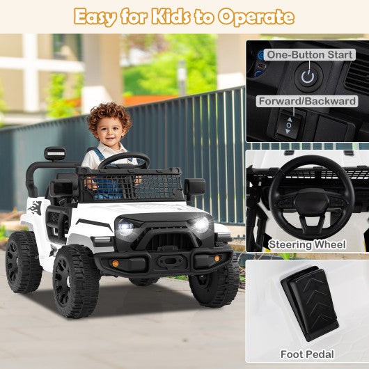 12V Kids Ride on Truck Car Battery Powered Electric Vehicle-White