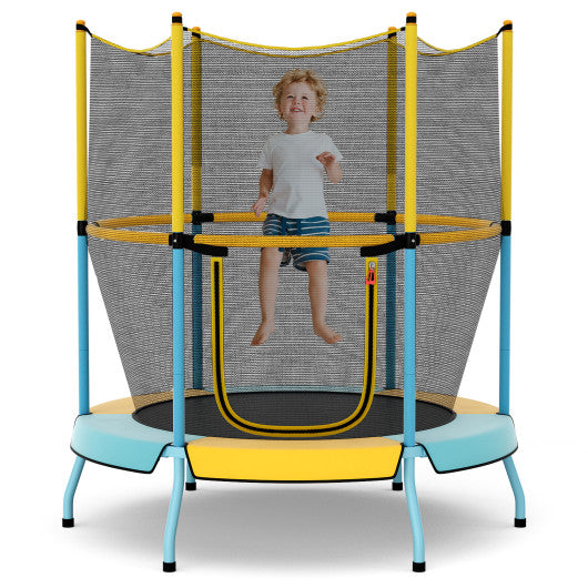48 Inch Toddler Trampoline with Safety Enclosure Net-Yellow