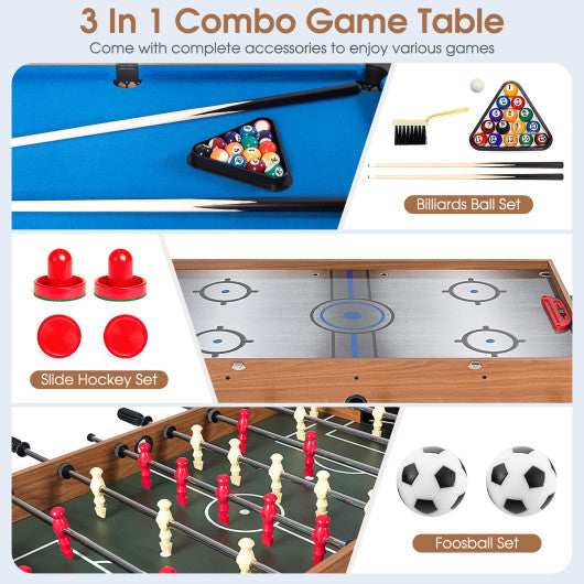 48 Inch 3-In-1 Multi Combo Game Table with Soccer for Game Rooms