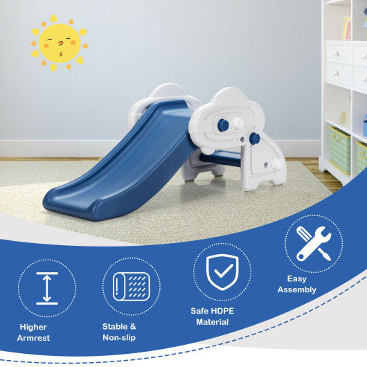 Freestanding Baby Mini Play Climber Slide Set with HDPE anf Anti-Slip Foot Pads-Blue