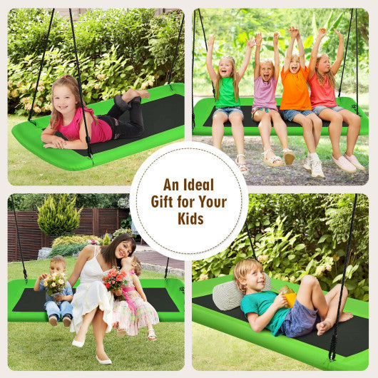60 Inches Platform Tree Swing Outdoor with 2 Hanging Straps-Green
