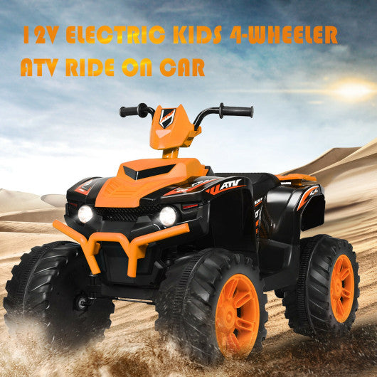 12V Kids Ride on ATV with LED Lights and Treaded Tires and LED lights-Orange
