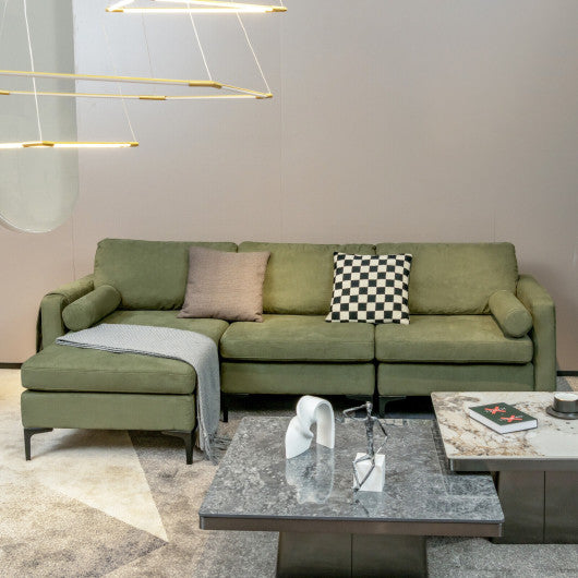 Modular 2-seat/3-Seat/4-Seat L-shaped Sectional Sofa Couch with Reversible Chaise and Socket USB Ports-3-Seat L-shaped