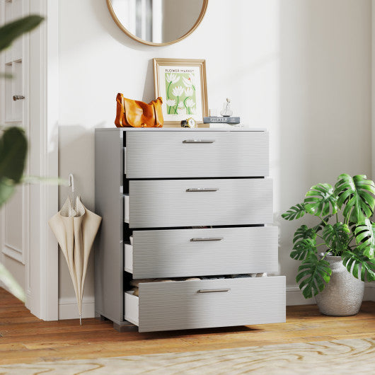 4 Drawer Storage Cabinet with Metal Legs Handles with Anti-Toppling Devices-Gray