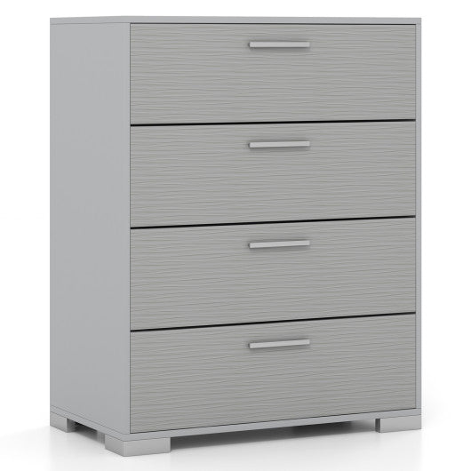 4 Drawer Storage Cabinet with Metal Legs Handles with Anti-Toppling Devices-Gray